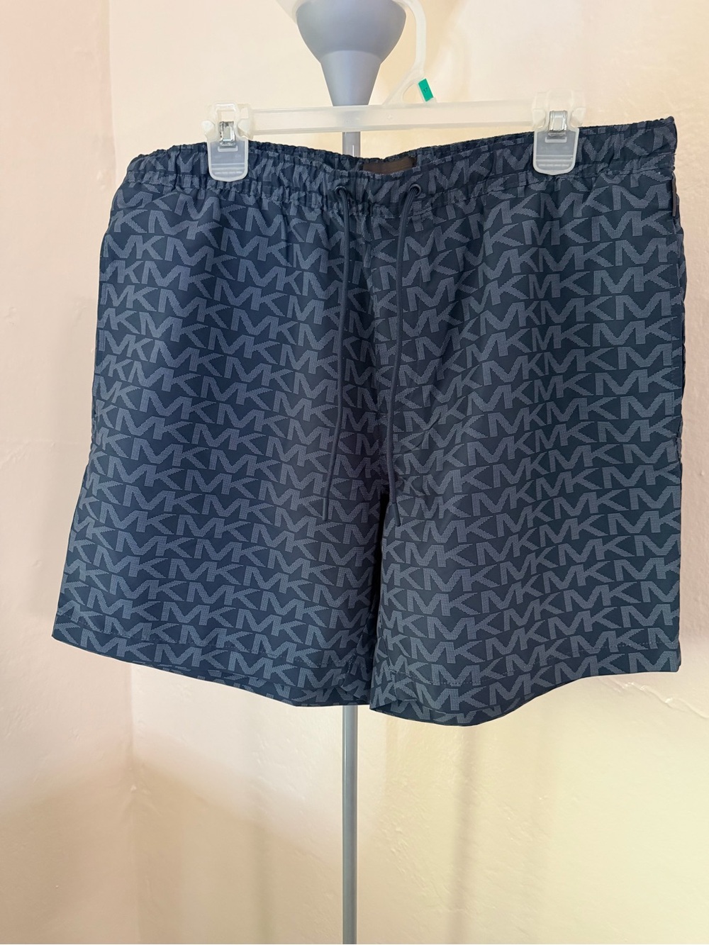Michael Kors Navy MK Logo-Print Swim Trunks